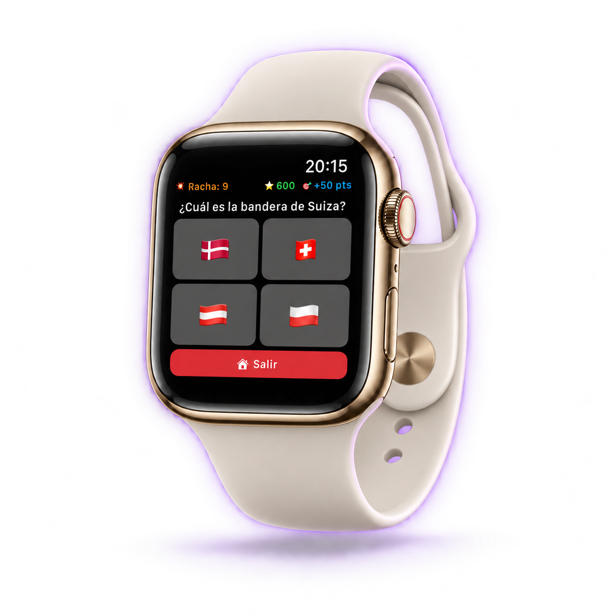 MojiQuiz Banderas en un Apple Watch