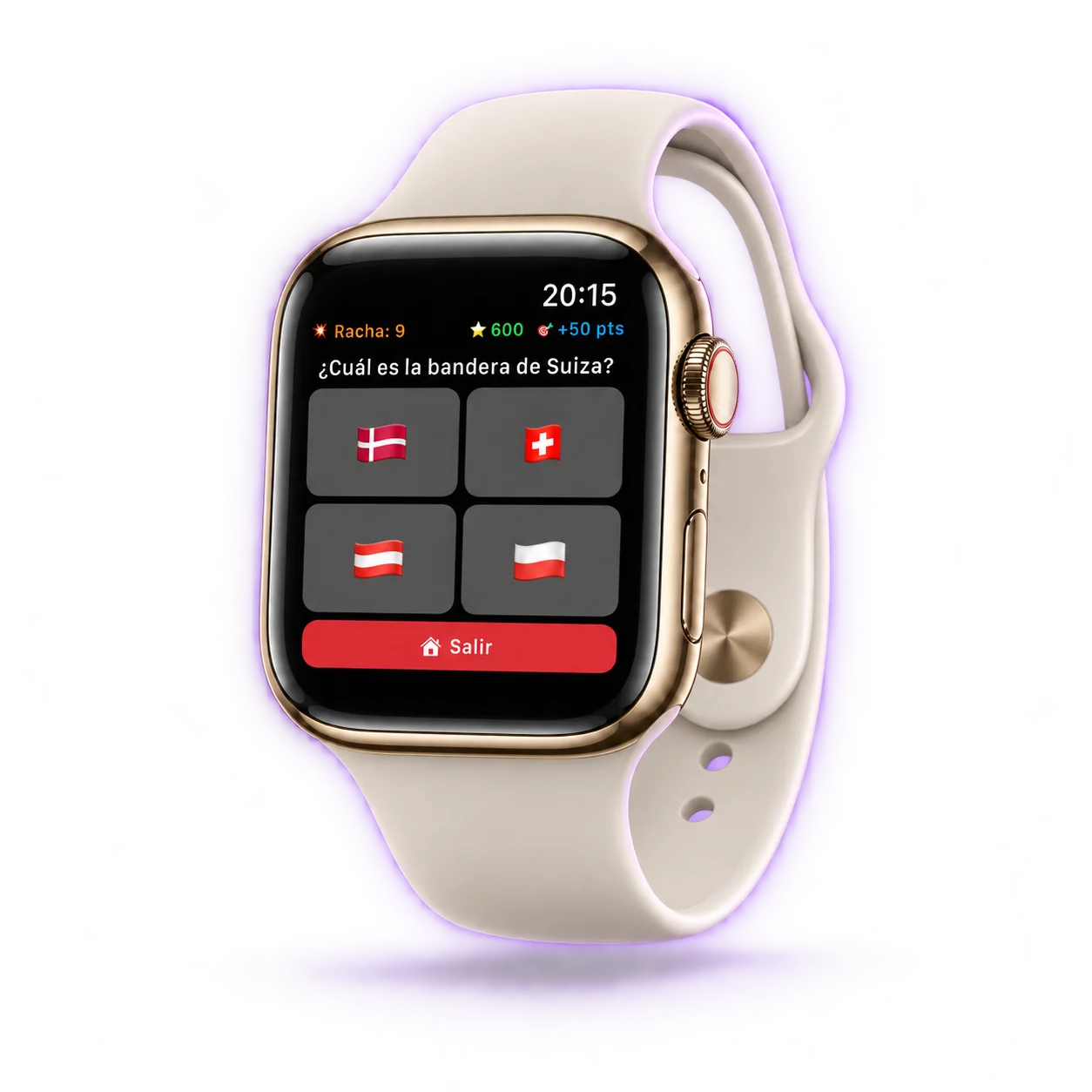 MojiQuiz Banderas en un Apple Watch