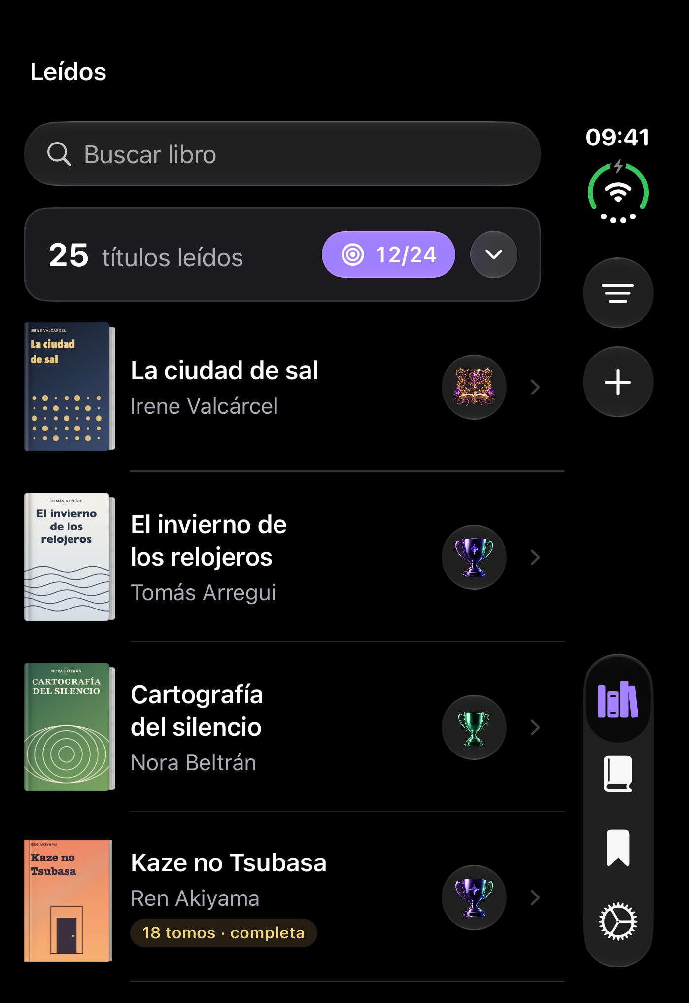 Vista de lista con el menú lateral en el iPhone Duo