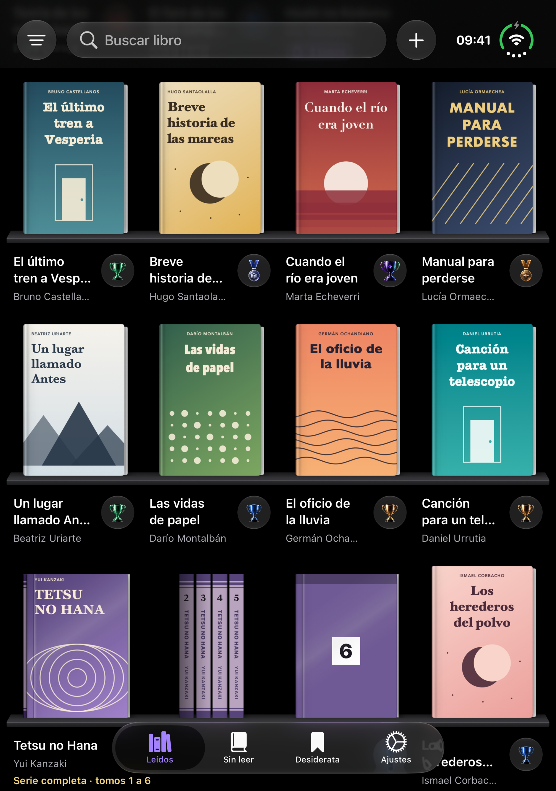 Baldas de libros leídos en el iPhone Duo