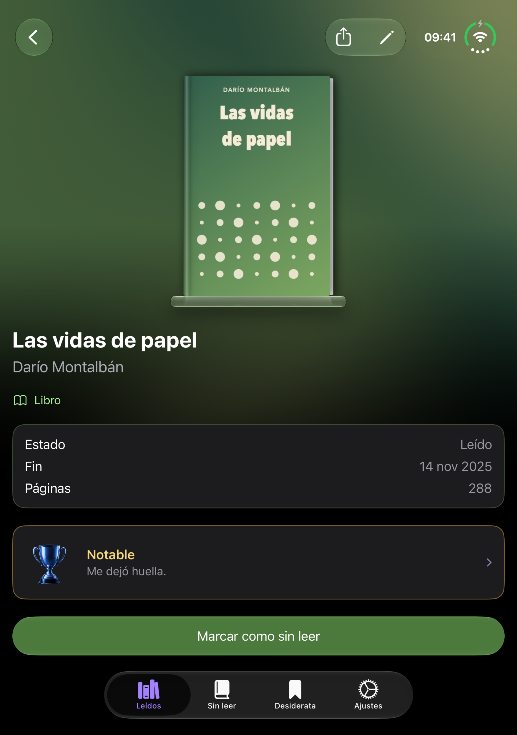 Ficha de Las vidas de papel en el iPhone Duo