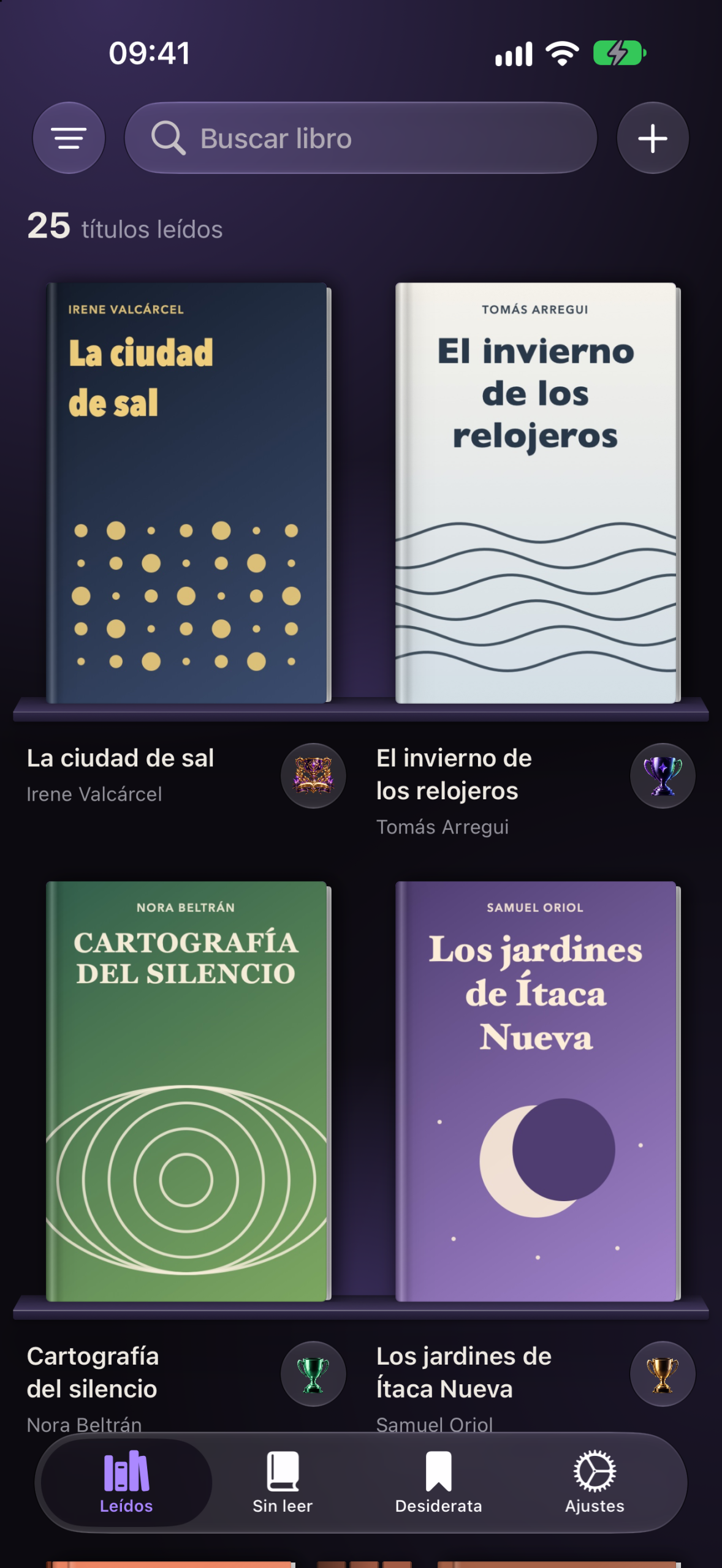 Baldas de libros leídos en Biblioteca Codex