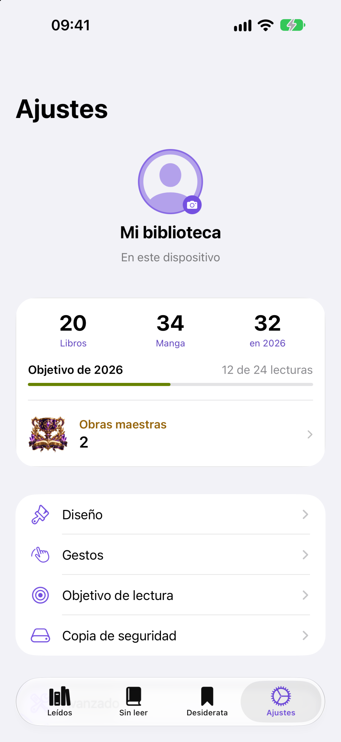 Estadísticas, objetivo anual y sellos de la biblioteca